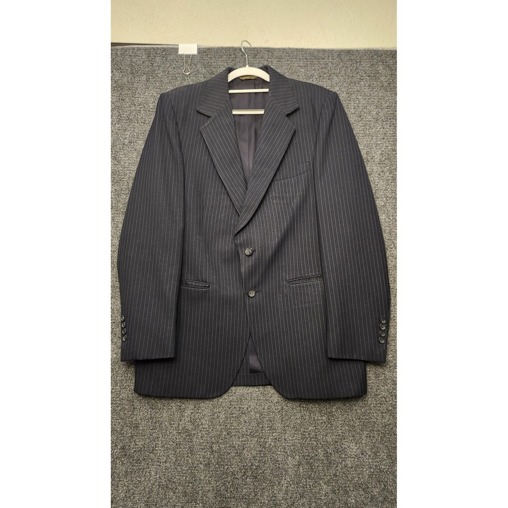PalmBeach Suit Jacket Mens 46 Blue Pinstripe 2 Button Classic Business Formal